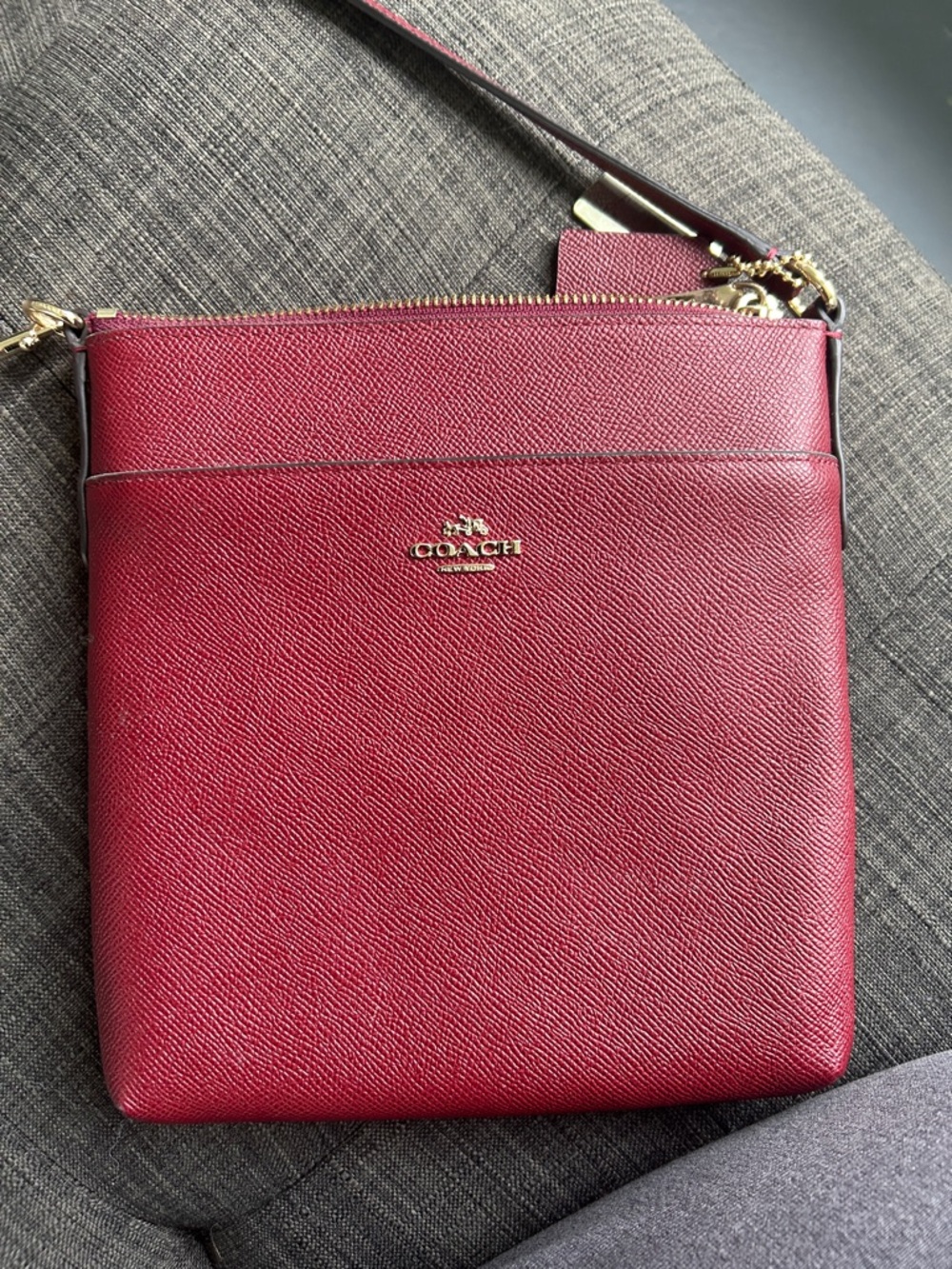 Coach Kitt Messenger Crossbody in Burgundy with Gold Hardware